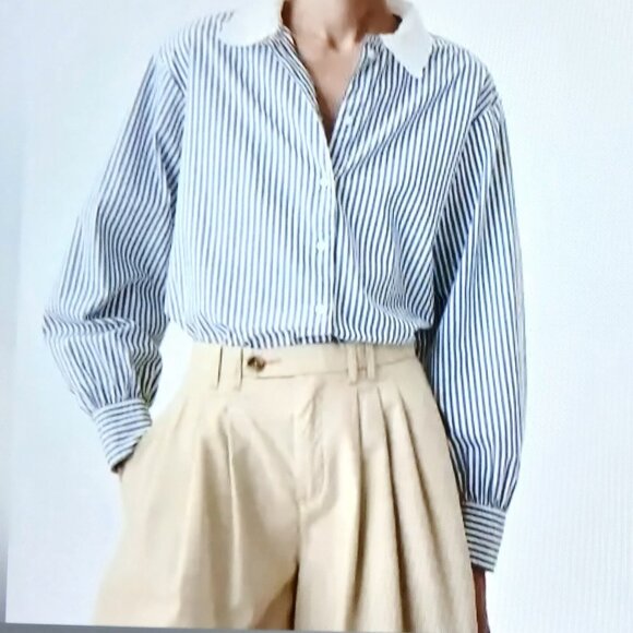 GAP X Doen Cotton Eyelet Collar Big Shirt Size Medium - Picture 10 of 11